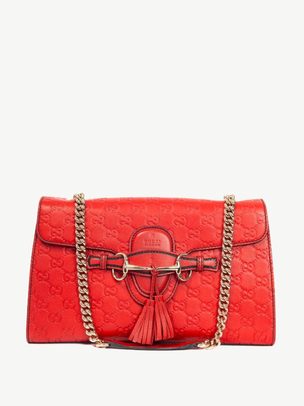 Gucci Emily Red Microguccissima Chain Shoulder Bag
